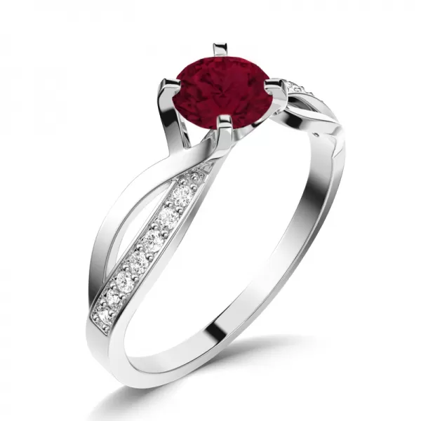 Dámsky prsteň biele zlato 585/1000 prírodný diamant 0,60 ct G/SI granát a diamanty 140002-B-GRA