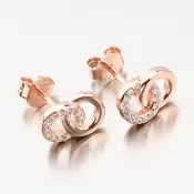 Strieborné náušnice so zirkónmi vo farbe ružového zlata UPST-122831-R