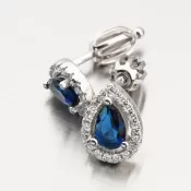 Strieborné náušnice so zafírom a so zirkónmi UPST-122020/S