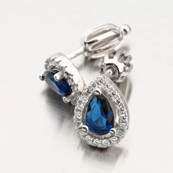 Strieborné náušnice so zafírom a so zirkónmi UPST-122020/S