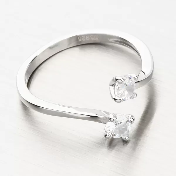 Nastaviteľný strieborný prsteň so zirkónmi GST-11524