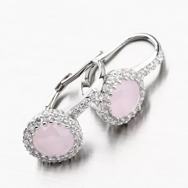 Strieborné náušnice s ružovým zlatom a zirkónmi PKL-2107