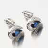 Strieborné náušnice so zafírom a so zirkónmi UPST-122020/S