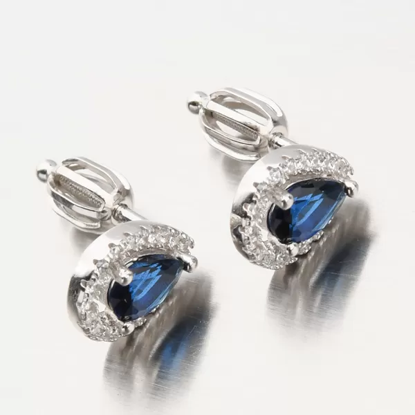 Strieborné náušnice so zafírom a so zirkónmi UPST-122020/S