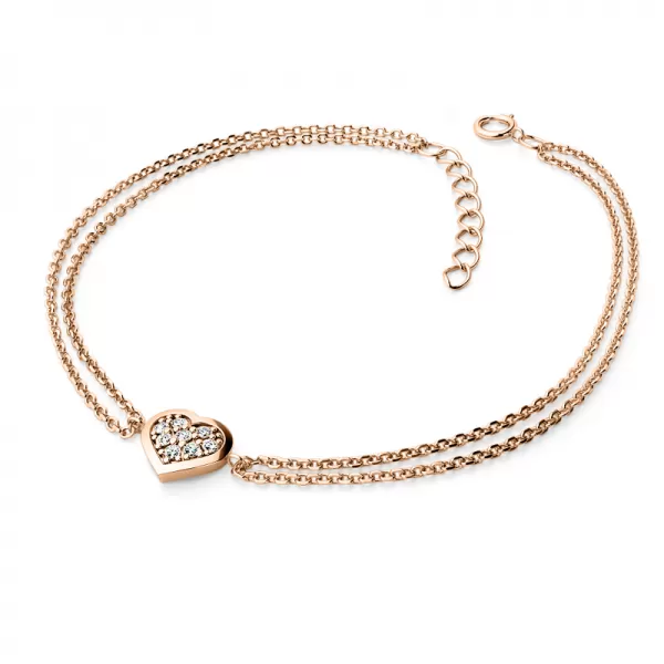Náramok so srdiečkom a briliantmi 10877-NR02-CV