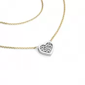 Náhrdelník žltého a bieleho zlata so srdcom 10881-NH01-ZLB