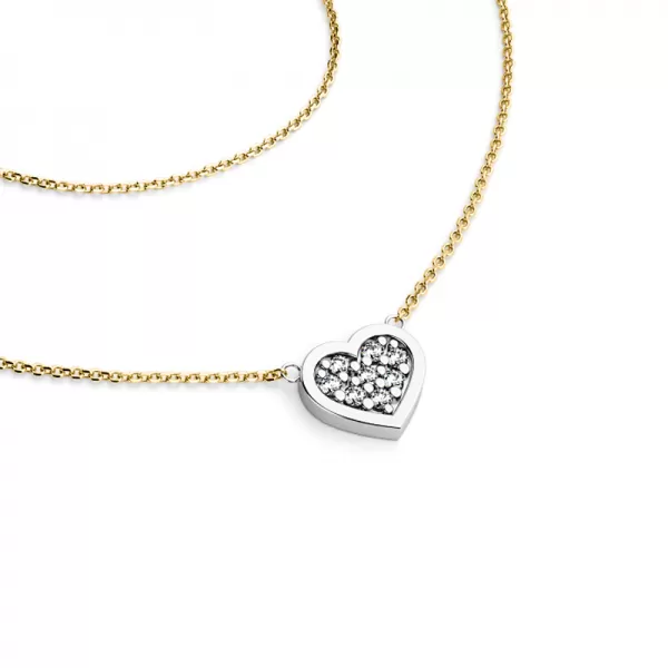 Náhrdelník žltého a bieleho zlata so srdcom 10881-NH01-ZLB