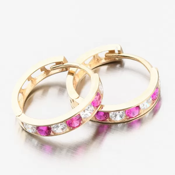 Dámske náušnice biele zlato 585 zirkón krúžky 612A-003