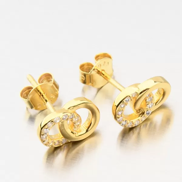 Strieborné náušnice so zirkónmi vo farbe zlata UPST-122831-G