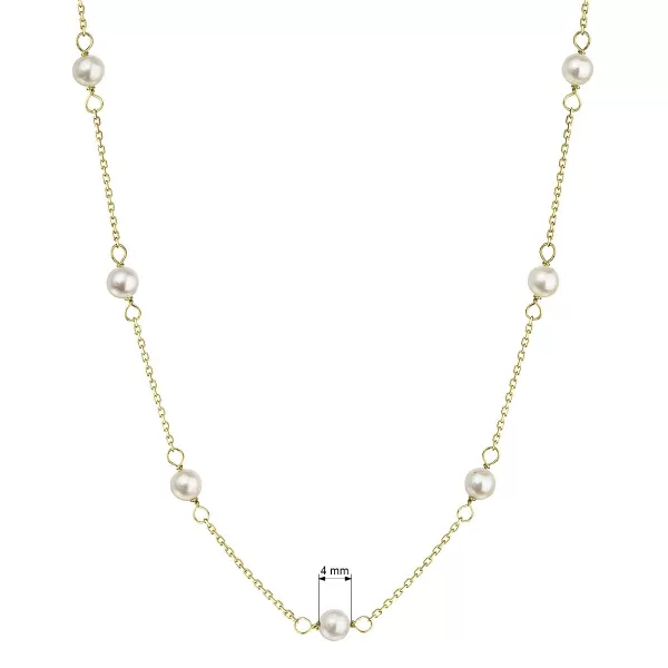 Zlatý 14 karátový náhrdelník žlté zlato s bielymi riečnymi perličkami 92P00028