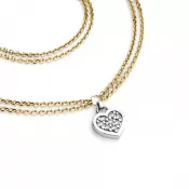 Náhrdelník zo žltého a bieleho zlata so srdiečkom 10881-NH02-ZLB