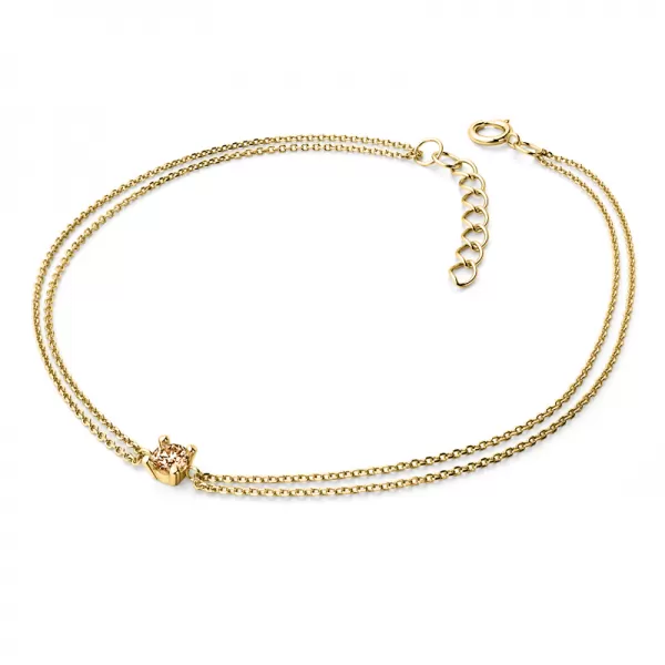 Dámsky náramok žlté zlato 585/1000 prírodný diamant 0,130 ct šampanské 10828-NR02-ZL-Champ