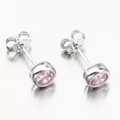 Kôstky z bieleho zlata s ružovým zirkónom 612G-007