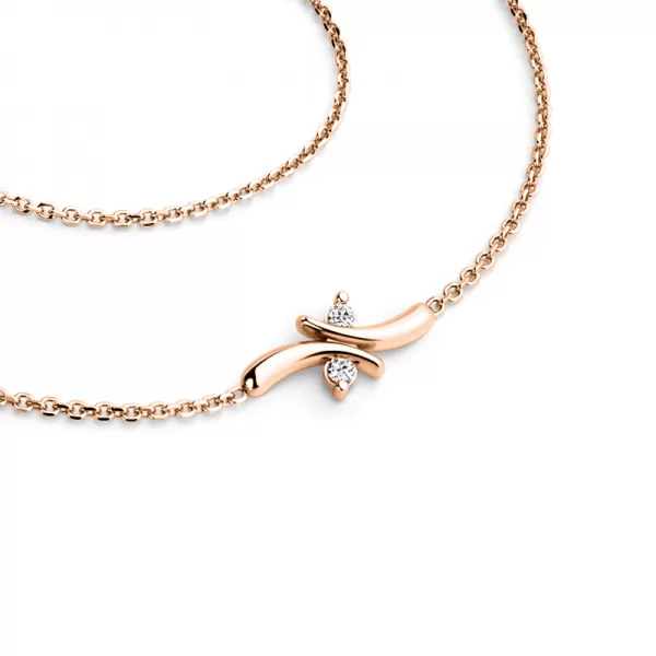 Dámsky náhrdelník ružové zlato 585/1000 prírodný diamant 0,030 ct G/SI brilianty 10851-NH01-CV