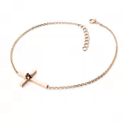 Dámsky náramok žlté zlato 585/1000 prírodný diamant 0,035 ct kríž s čiernym 10872-NR01-CV-Black