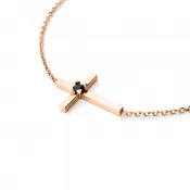 Dámsky náhrdelník ružové zlato 585/1000 prírodný diamant 0,035 ct kríž s čiernou 10872-NH01-CV-Black