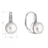 Strieborné náušnice visiace s bielou riečnou perlou 21069.1