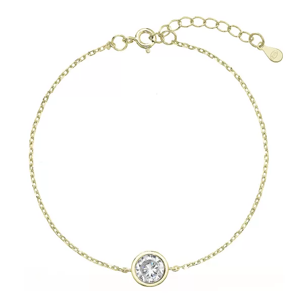 Pozlátený náramok retiazka s jedným zirkónom 13025.1