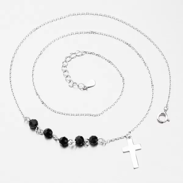 Strieborný náhrdelník s krížikom as guličkami PKL-5011