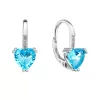 Strieborné náušnice visiace so zirkónmi modré srdiečko 11409.3 aqua
