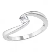 Strieborný prsteň s jedným zirkónom biely 885009.1