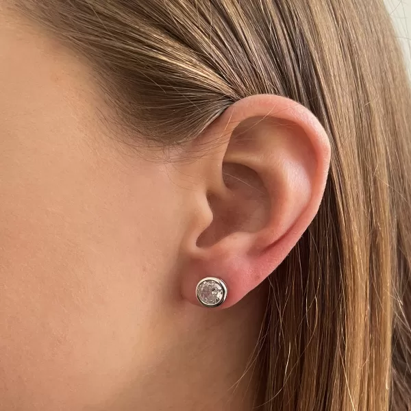 Strieborné náušnice kôstky so zirkónom biele okrúhle 11406.1 crystal