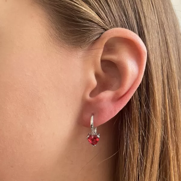 Strieborné náušnice visiace so zirkónmi ružové srdiečko 11409.3 rose