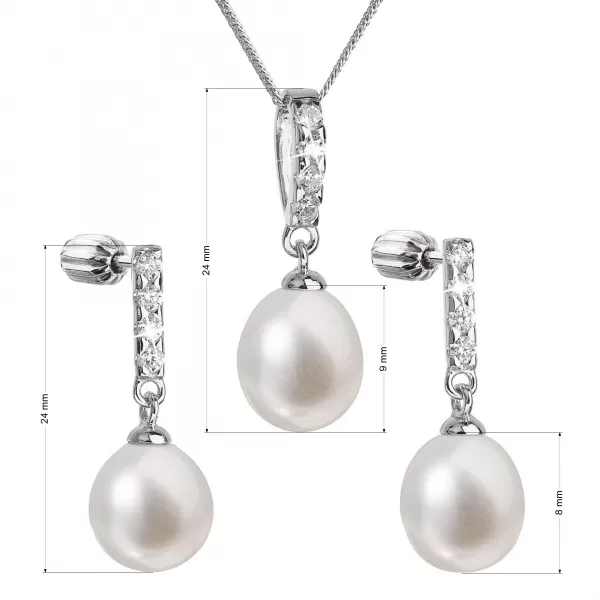 Perlová súprava z riečnych perál biela 29032.1B