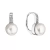 Strieborné náušnice visiace s bielou riečnou perlou 21069.1