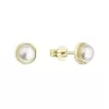 Zlaté 14 karátové náušnice kôstky žlté zlato s bielou riečnou perlou 91P00031