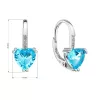 Strieborné náušnice visiace so zirkónmi modré srdiečko 11409.3 aqua