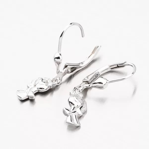 Strieborné náušnice anjel so zirkónmi PKL-2115