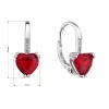 Strieborné náušnice visiace so zirkónmi červené srdiečko 11409.3 siam