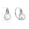 Strieborné náušnice visiace s bielou riečnou perlou a multi zirkónmi 21070.3 multi