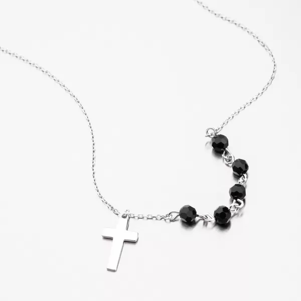 Strieborný náhrdelník s krížikom as guličkami PKL-5011