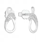 Strieborné náušnice Pecka so zirkónmi v bielej farbe 881005.1