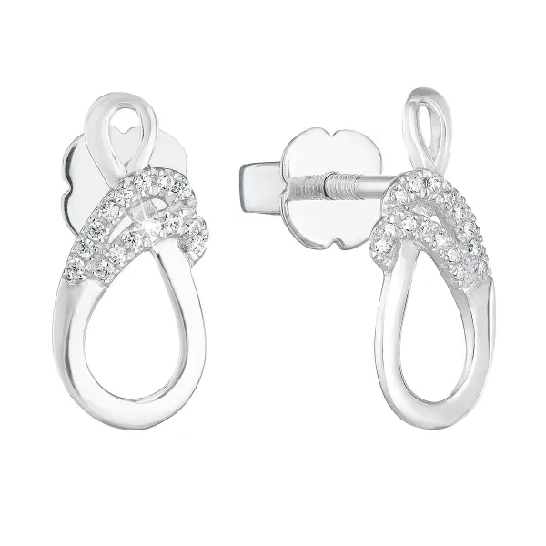 Strieborné náušnice Pecka so zirkónmi v bielej farbe 881005.1