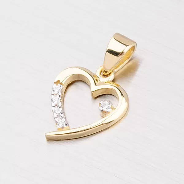 Zlatý prívesok v tvare srdca so zirkónmi 43-2494
