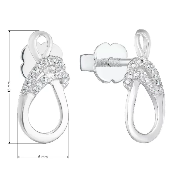 Strieborné náušnice Pecka so zirkónmi v bielej farbe 881005.1