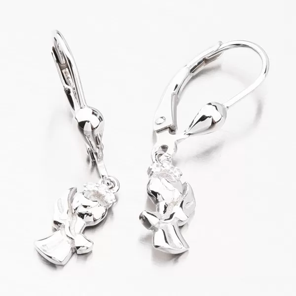 Strieborné náušnice anjel so zirkónmi PKL-2115