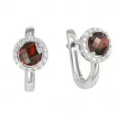 Dámske náušnice prírodný diamant 1,65 ct a granát GKW47232-B-GRA