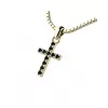 Zlatý krížik s čiernymi zirkónmi 140018-02-ZL-Black-ZIR