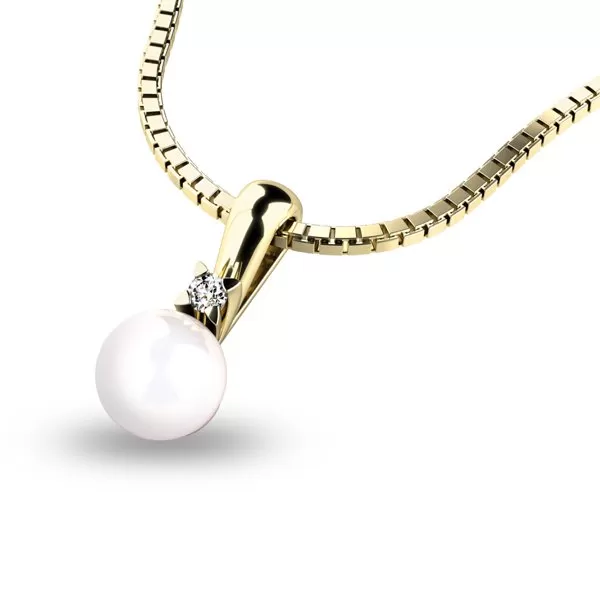 Zlatý perlový prívesok so zirkónom 10891-ZL-ZIR