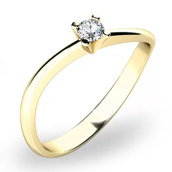 Zásnubný prsteň žlté zlato 585/1000 prírodný diamant 0,052 ct G/SI ZP-10841D-ZL