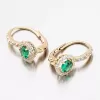 Dámske náušnice žlté zlato 585 zirkón so smaragdom 663P-120283-06