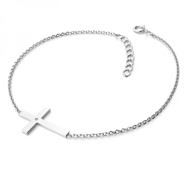 Dámsky náramok biele zlato 585/1000 prírodný diamant 0,055 ct G/SI 10911-NR01-B