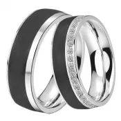 Oceľové snubné prstene s karbónom SC-88009