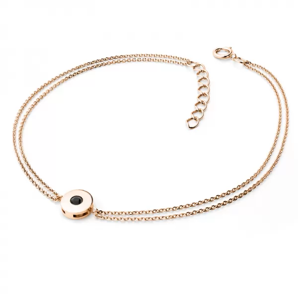 Dámsky náramok ružové zlato 585/1000 prírodný diamant 0,055 ct čierny 10911-NR02-CV-Black