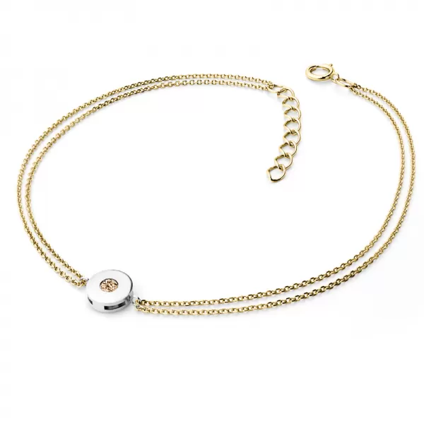 Dámsky náramok prírodný diamant 0,055 ct šampanské žlté zlato 10911-NR02-ZLB-Champ