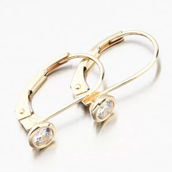 Dámske náušnice žlté zlato 585 na klapku 52DZ-8007Z-KL-ZIR